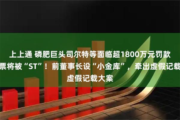 上上通 磷肥巨头司尔特等面临超1800万元罚款，股票将被“ST”！前董事长设“小金库”，牵出虚假记载大案