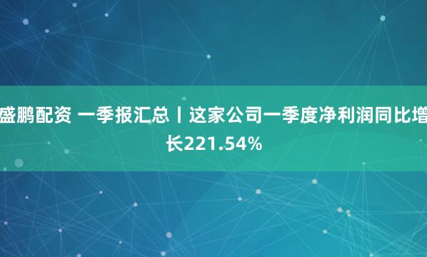 盛鹏配资 一季报汇总丨这家公司一季度净利润同比增长221.54%